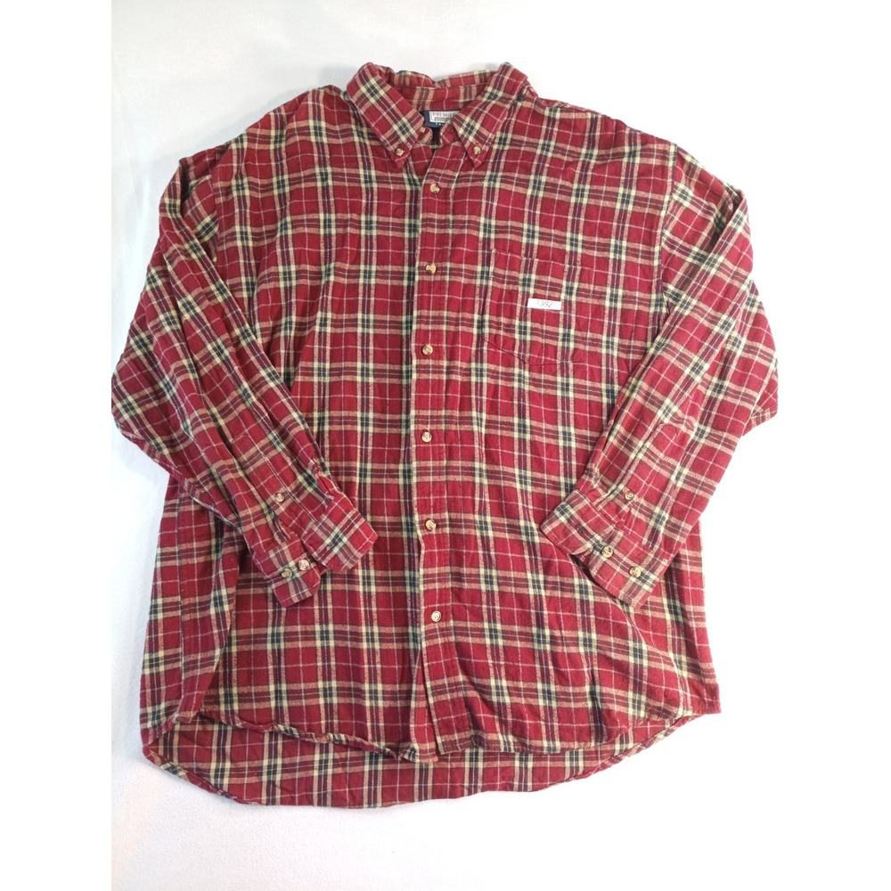 Premier International Plaid Flannel Shirt Mens XL Red Green Button Down (P)